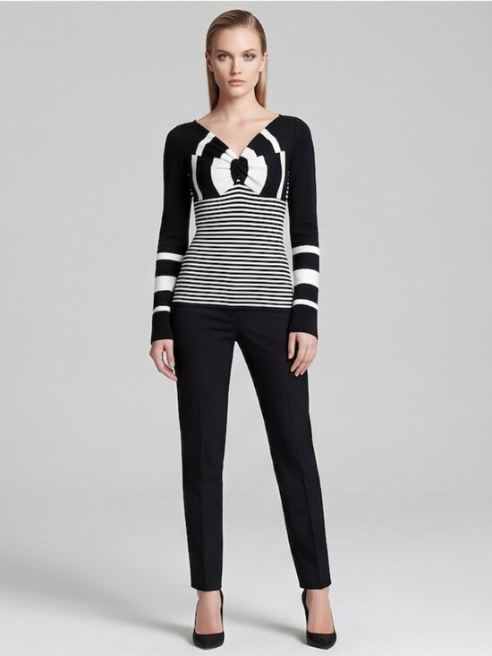 Valentino | Tops | Valentino Black And White Stripe Knot Bow Knit